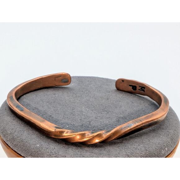 Three Piece Lot of Copper Cuff Bracelets & Large 3.25 x 2.25" Butterfly Pin - Picture 8 of 9